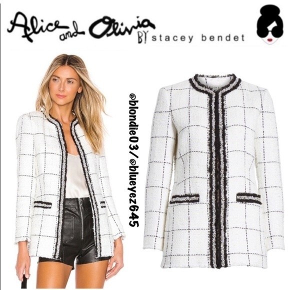 Alice + Olivia White and Black Checkered Jacket - Picture 1 of 5